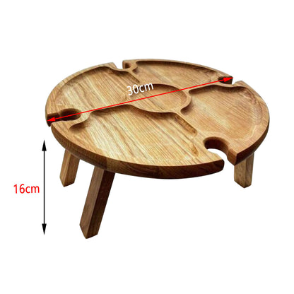 Wooden Folding table With Glass Holder