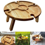 Wooden Folding table With Glass Holder