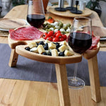 Wooden Folding table With Glass Holder