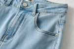 Raw Edge High Waist Denim Flared Pants