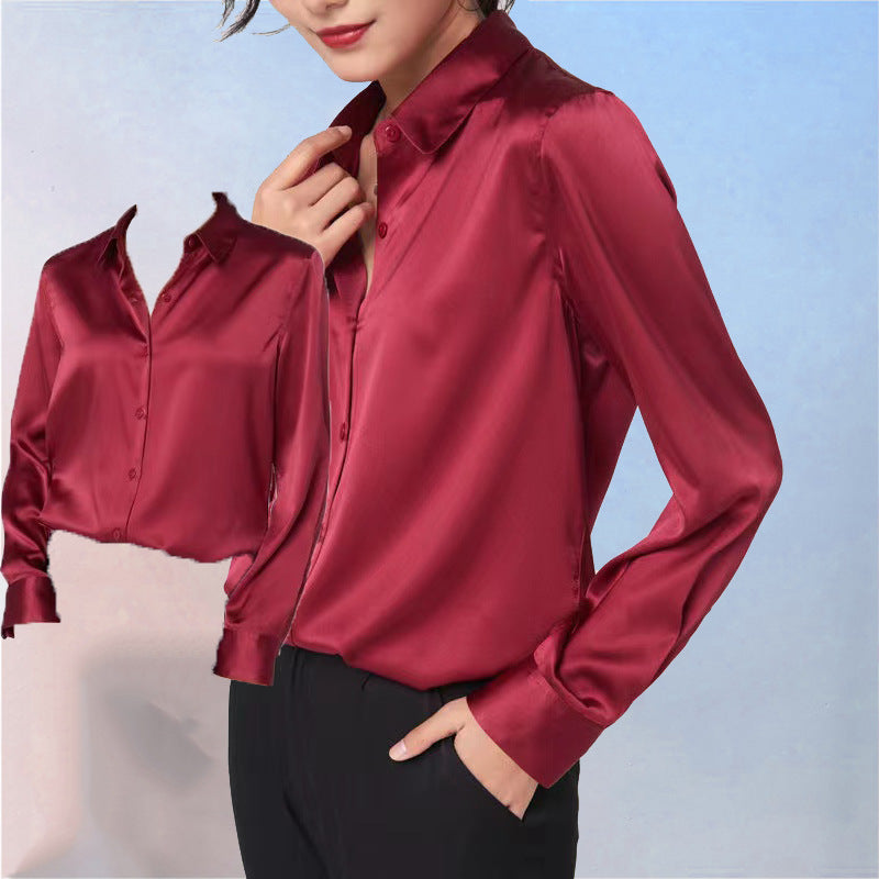 Long-sleeved Satin Shirt