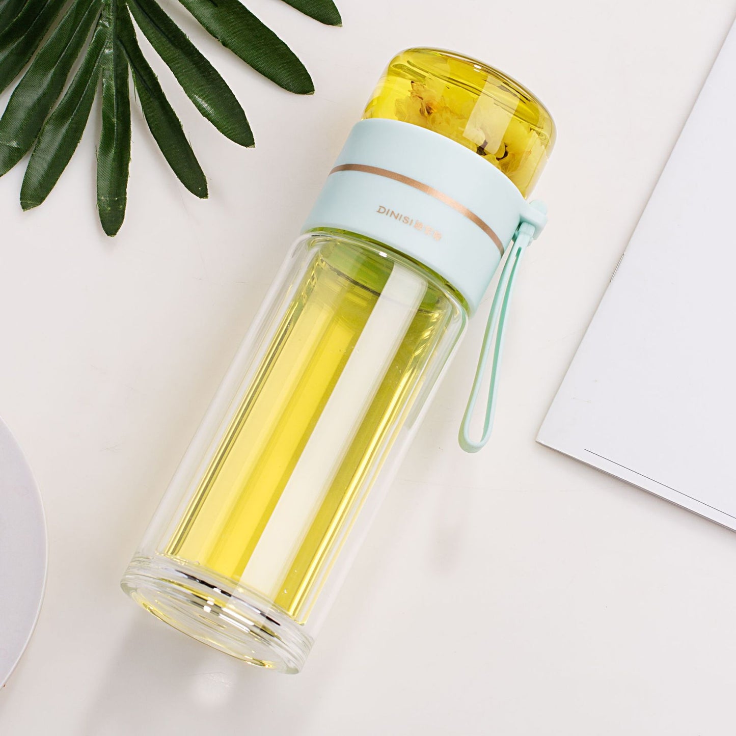 Glass Water Bottle With Tea Infuser Filter & Separation