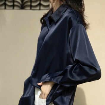 Long-sleeved Satin Shirt