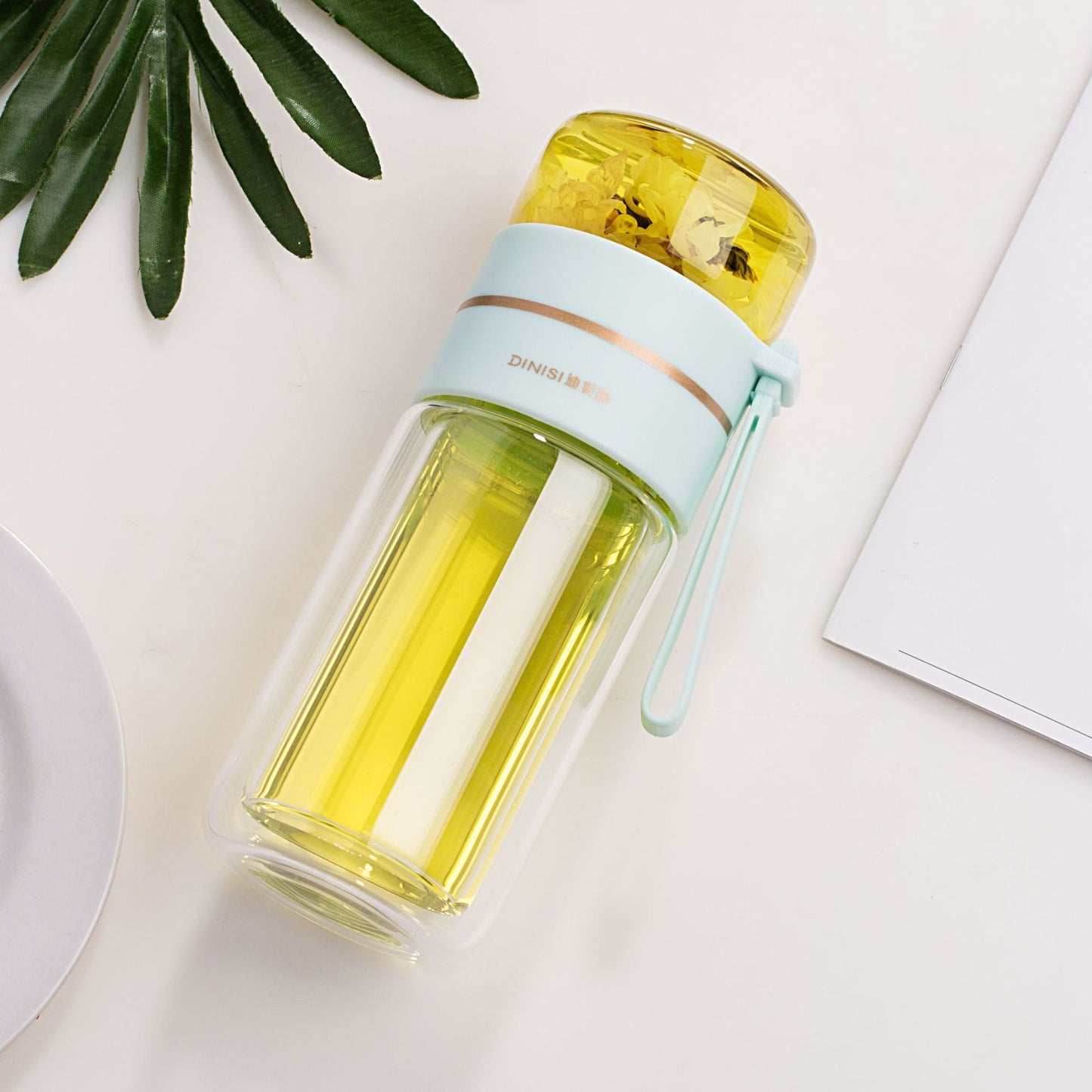 Glass Water Bottle With Tea Infuser Filter & Separation