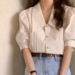 Doll Pointy V-neck Puff Shirt