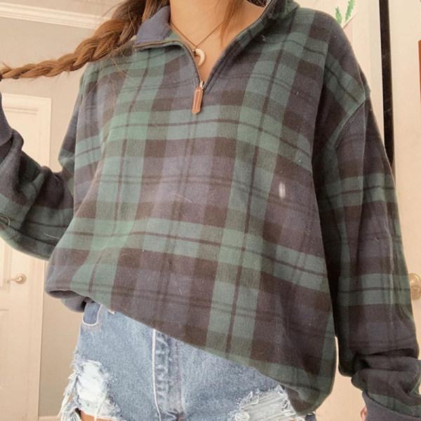 Pullover Plaid Collar