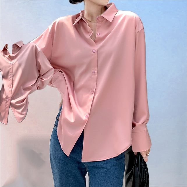 Long-sleeved Satin Shirt