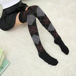 Diamond Plaid Knee Socks