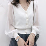 V-neck Chiffon Long Sleeve Bottom Shirt